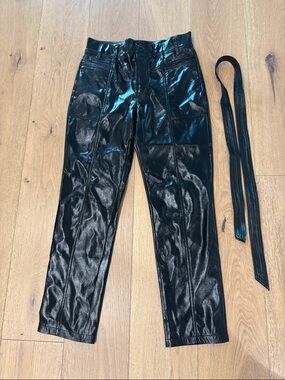Hudson Jeans Black Patent High-Rise Pants